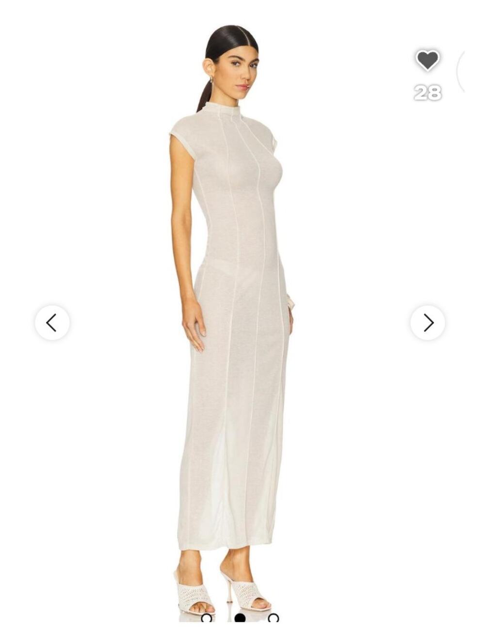 LIONESS Cream Redefined Maxi Dress Sheer Mockneck Cap Sleeve Small